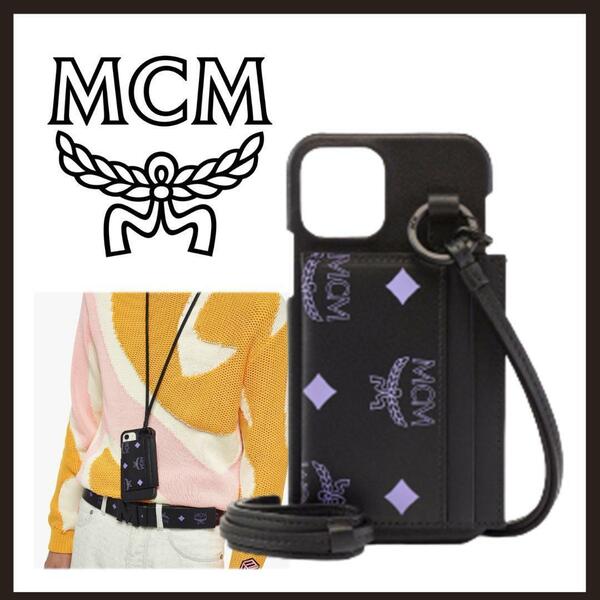 ○★新品 未使用 MCM カラースプラッシュ ショルダーストラップ付スマホケース○●