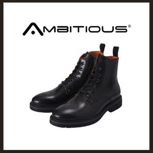 ○★訳有 未使用 AMBITIOUS レースアップブーツ 定番レザーブーツ 黒○●