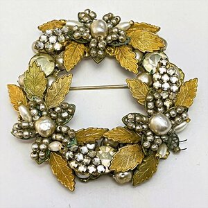 * Vintage ORIGINAL BY ROBERT lease brooch Sherpa -ru rhinestone costume jewelry Miriam Haskell style *