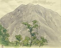 【GLC】児玉希望 「白髯門山」 ◆展覧会出展作・水彩3号古径額 芸術院会員 日展常務理事 逸品!_画像2