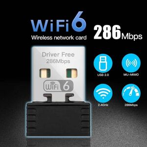 WiFi6 アダプター 無線LAN子機 ミニ USBドングル AX286 ネットワークカード 2.4GHz 802.11ax k