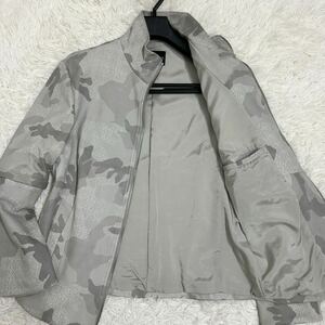 希少XXL!!エンポリオアルマーニ EMPORIO ARMANI ラムレザー シングル ライダース レザージャケット 2way袖取り外し可能 カモフラ 迷彩 52