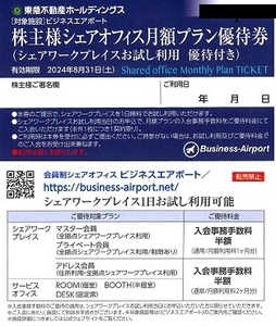 東急不動産☆会員制シェアオフィス ビジネスエアポート 優待券◆8月末迄 〒63 シェアワークプレイス/ワークスペース/ラウンジ