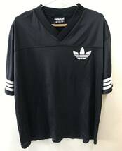 adidas アディダス トップス 半袖スポースTシャツ メッシュユニフォーム メンズ サイズL ブラック×ホワイト 旧ロゴ [WT-1351]_画像1