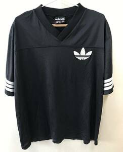 adidas アディダス トップス 半袖スポースTシャツ メッシュユニフォーム メンズ サイズL ブラック×ホワイト 旧ロゴ [WT-1351]