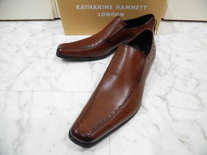 【新品未使用箱付】KATHARINE HAMNETT LONDON キャサリン ハムネット ロンドン ビジネスシューズ 25.0㎝ レザー 革靴 3801 ブラウン 25㎝　