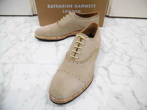 [Новая неиспользованная коробка] Katharine Hamnett London Catherine Hamnet London London London Leather Shoes 25.5㎝ Деловая кожаная обувь 31715 Бежевая