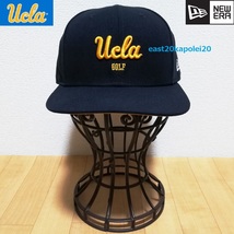 NEWERA GOLF × UCLA コラボ クラブ ロゴ 刺繍 ニューエラ ゴルフ 9FIFTY フラット バイザー キャップ 帽子 ネイビー 未使用 SNAPBACK_画像1
