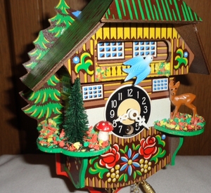 Schwarzwald-Uhren Black Forest Clocks 19cm 西ドイツ エングストラー社 森の時計 一日巻 ゼンマイ式 ヴィンテージ壁掛け時計 ドイツ製