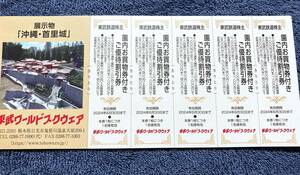 東武鉄道 株主優待券 東武ワールドスクウェア 園内お買物券付きご優待割引券5枚 2024年6月30日迄