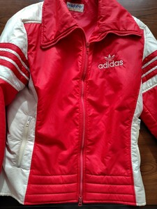アディダス Lサイズ ジャケット スキーウエア アノラック 赤白 adidas 昭和 レトロ 年代物