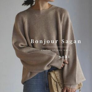 【新品/タグ付き】Bonjour Sagan ラグランスリーブニット bg