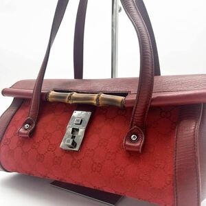 グッチ【希少】GUCCI トートバッグ バンブー レディロック GG柄 スタッズ シルバー金具 レザー 本革 キャンバス メンズ レディース