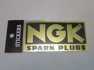 ★送料無料!★【NGK SPARK PLUGS】GOLD ステッカー 横:11cm 縦:5.5cm ★スパークプラグ ロゴ デカール シール 金