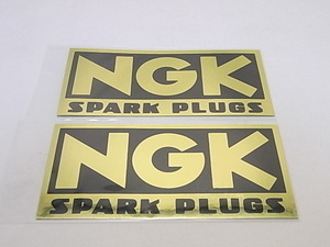 ★送料無料!★2枚セット!【NGK SPARK PLUGS】GOLD ステッカー 横:11cm 縦:5.5cm ★スパークプラグ ロゴ デカール シール