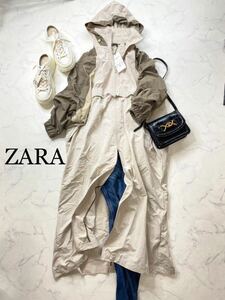 ZARA ザラ★タグ付き未使用★定価10990円オーバーサイズ ドルマン2WAYパラシュートジャケット ジャンパーロングコート★XS-Sサイズ yz0130