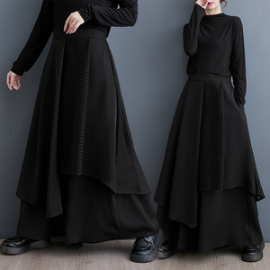 [ including in a package 1 ten thousand jpy free shipping ] autumn * new work lady's * natural * casual * easy * switch * un- ..* waist rubber * wide pants * culotte skirt *F