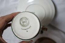 ベルギー ヴィンテージ BOCH Rambouillet 古い陶器のカップとお皿とデザート皿のセット トリオ1客セット 美品_画像9