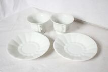 ベルギー アンティーク 古い陶器のカップとお皿のセット 白色 C＆S2客セット 美品_画像4
