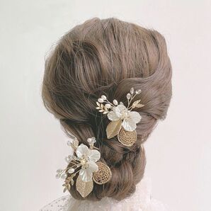 ウェディング　結婚式　髪飾り ヘアアクセサリー　2個セット、