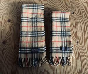 英国製 BURBERRY バーバリー マフラー チェック ラムウール 100％ 2本セット