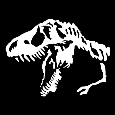 カッティングステッカー 恐竜 骨 ドクロ ティラノサウルス 98×73mm ホワイト ダイナソー T. Rex Tレックス 化石