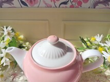 未使用☆Noritake ノリタケ 可愛い桜色 ティーポット ビンテージ レトロ ポップ モダン ファンシー カップ&ソーサー ナルミ _画像4