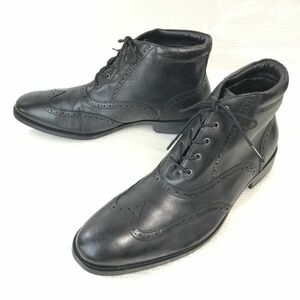 コールハーン/COLE HAAN★本革/チャッカブーツ【12M/29.5-30.0/黒/BLACK】ウイングチップトゥ/フルブローグ/ショートブーツ/Shoes◆pWB97-2