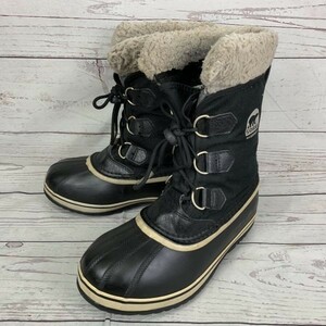 カナダ名門★SOREL/ソレル★防水/スノーブーツ【24.0/黒】インナー付/ウォータープルーフ/キャンバス地◆WB6-04