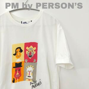 【500円スタート】PM by PERSON'S Tシャツ 半袖 ホワイト プリント ロゴ 古着 vintage ヴィンテージ 90s 80s 昭和レトロ オーバーサイズ