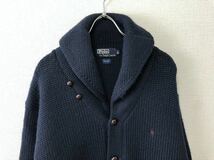 90's Polo by Ralph Lauren ポロ ラルフローレン ビンテージ ショールカラー ヘチマ襟 ウール ニット カーディガン 紺 30s 40s 50s 60s RRL_画像4