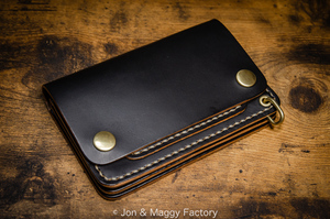 【新春SALE】 Tracker Wallet トラッカーウォレット ミドルサイズ 3層 栃木レザー 茶芯 【Jon & Maggy Factory】