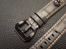  新品 自作オリジナル 時計ベルト 交換ベルト 牛革 本皮 クロコ 型押し /108/ 20mm グレー系_画像3