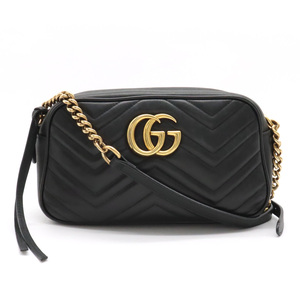 GUCCI Gucci GGma-monto shoulder bag pochette chain bag diagonal .. quilting leather black black 