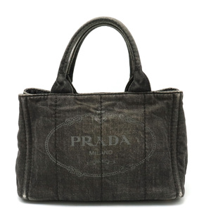 PRADA プラダ CANAPA カナパ トートバッグ ハンドバッグ デニム NERO ブラック 黒 ゴールド金具