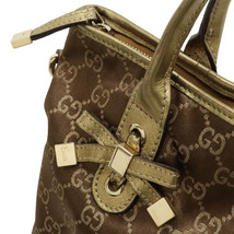 GUCCI グッチ GGキャンバス プリンシー トートバッグ 2WAY ショルダーバッグ 斜め掛け メタリックレザー ゴールド_画像8