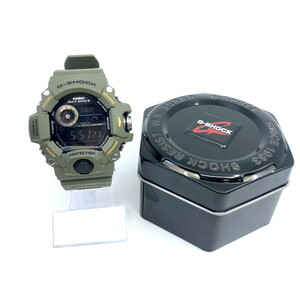 中古美品 G-SHOCK CASIO GW-9400-3 カーキ RANGEMAN レンジマン 腕時計 電波ソーラー(Y0125_1)