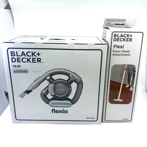 未使用 BLACK+DECKER　flexiⅡ コードレスデザインクリーナー PD1420LB + フロアヘッドアタッチメント PDA01 付き(Y0125_3)