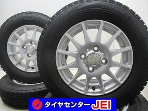 13インチ VRX バリ溝 145/80R13 4J+42 100 軽自動車 中古スタッドレスタイヤホイール4本セット 送料無料(SA13-3458）