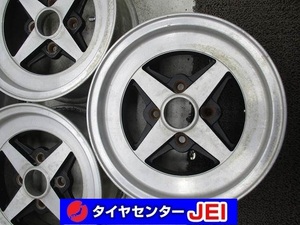 14インチ ワーク エクイップ 6J+12 +15 114.3 希少 当時物 旧車 中古アルミホイール【4本セット】送料無料(A14-4671）