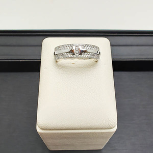 [ secondhand goods ]K18 Tiffany T wide pave diamond ring diamond 