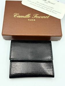 未使用品 旧ロゴ カミーユフォルネ コインケース ブラック リザード 小銭入れ 財布 カミーユ フォルネ Camille Fournet 二つ折り財布