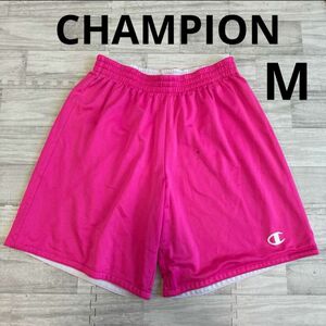 CHAMPION ピンク × 白 リバーシブル バスケットボール パンツ ハーフパンツ M