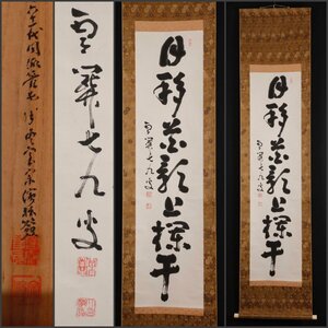 【模写】吉】10101 釈大眉 書「月移花影～」 寺本大拙極箱 大眉敬俊 臨済宗 国泰寺派59代管長 静岡県の人 仏教 茶掛け 茶道具 掛軸 掛け軸