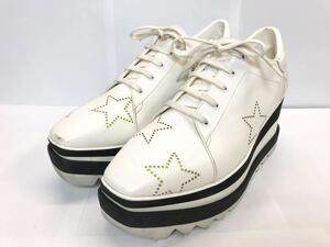 (D) STELLA McCARTNEY ステラマッカートニー ELYSE エリス スター プラットフォーム シューズ 39 ホワイト