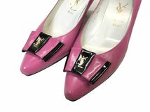 (D) Yves Saint Laurent イヴサンローラン YSL リボン パンプス 35 ピンク (ma)_画像4