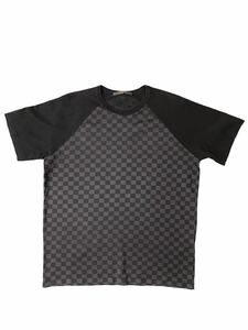 (D) LOUIS VUITTON ルイヴィトン ダミエ 半袖 Tシャツ M ブラウン ブラック 送料250円