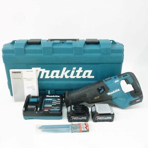 104 makita/マキタ 40Vmax 充電式レシプロソー JR002GRDX バッテリー×2、充電器、ケースセット 刃付 電動工具 ※中古