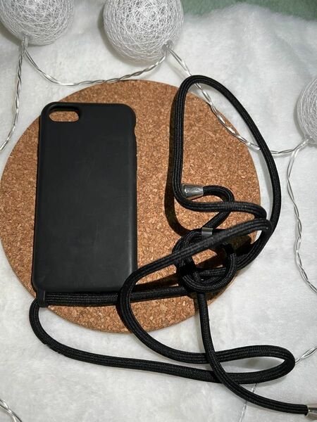 iPhone8 スマホケース ショルダー 肩掛け シリコン ブラック