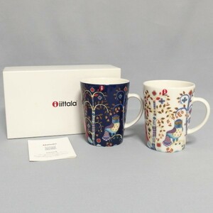 未使用★iittala ARABIA TAIKA MUG 0.4L ペア マグカップ ブルー ホワイト ふくろう 動物 魔法 イッタラ★